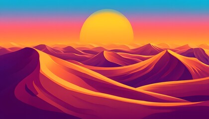 Colorful desert landscape at sunset.