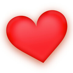 Flat style red heart icon is glowing with gradient shading and soft glow, transparent background © vectorfusionart