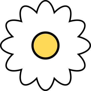 Fototapeta White daisy-like flower is appearing in flat design with yellow center, transparent background