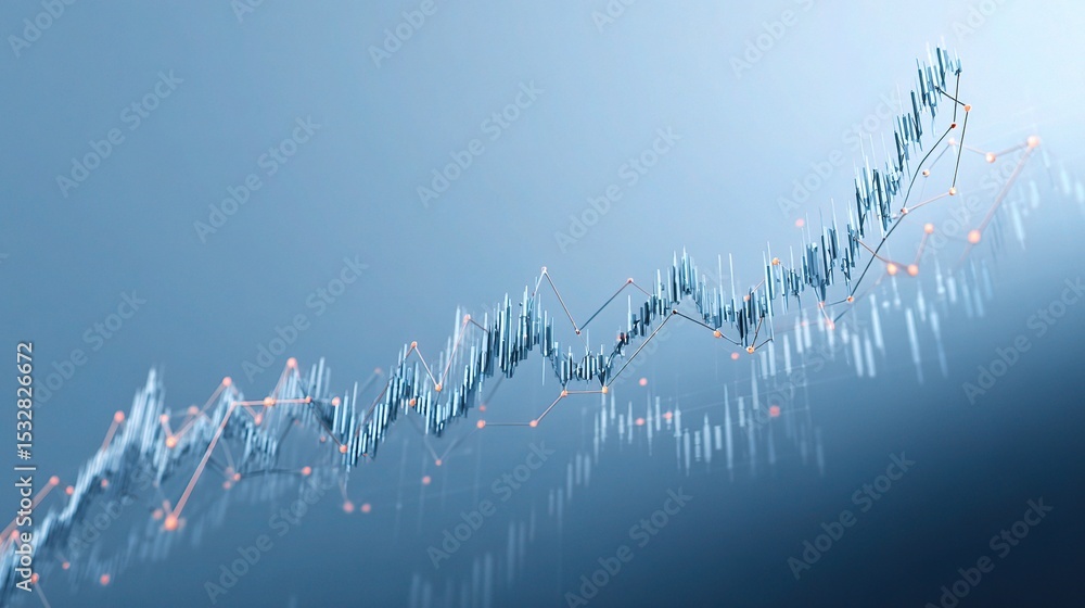 Poster abstract financial graph illustrating uptrend in minimal style