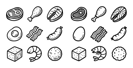 Fototapeta premium Protein Icon Grid
