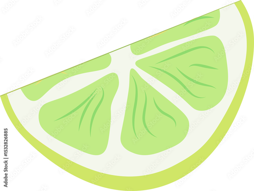 Aufkleber lime wedge is floating in flat design showing segmented pulp and rind on transparent background