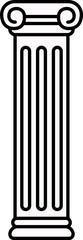 Flat Ionic column icon is standing on transparent background with volute capital and fluted shaft