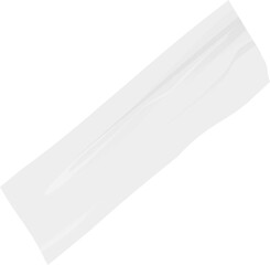 Abstract white strip is floating diagonally on transparent background in flat torn paper style