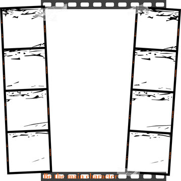 Fototapeta Vector filmstrip is featuring frames with sprocket holes, tape on transparent canvas, copy space