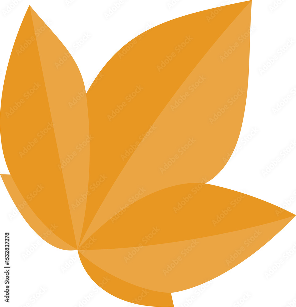 Aufkleber abstract overlapping orange petals are converging at center on transparent canvas in flat design