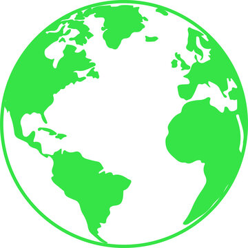 Naklejki Flat design Earth is showing green continents within circular ring on transparent background
