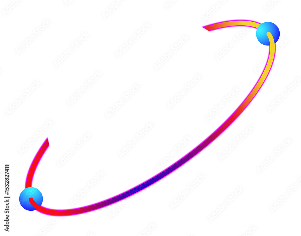 Poster abstract nodes floating in transparent background, showing bright orbital path in flat, copy space