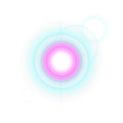 Vector energy core is emitting pastel rings with vertical flare and halos on transparent background
