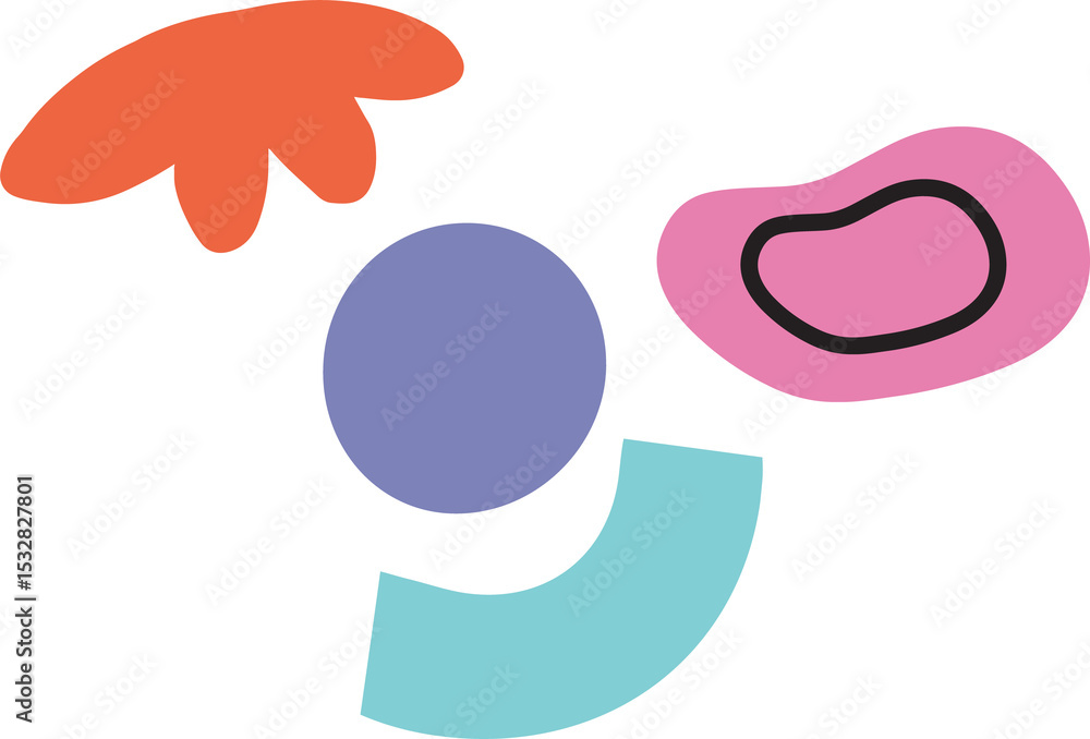 Poster abstract colored shapes are floating on transparent background in modern flat design scene
