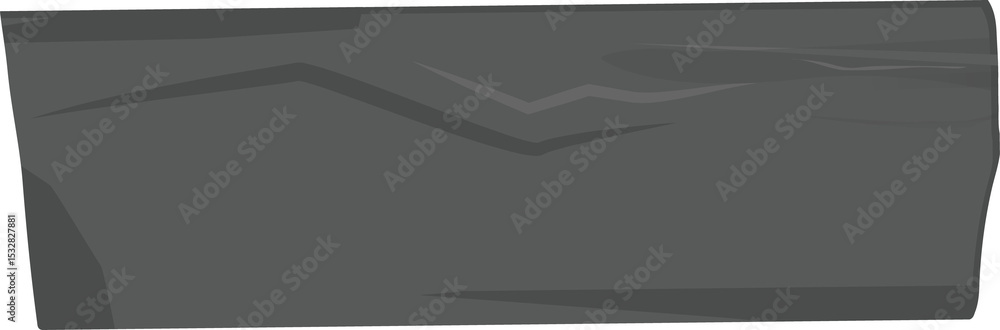 Poster 3d dark gray slab is showing beveled edges and v-shaped indentations on transparent background