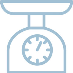 Analog weighing scale is rendering blue lines on transparent background, platform and dial pointer