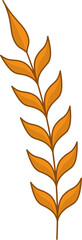 Botanical branch is curving in flat design, with orange gradient leaves on transparent background