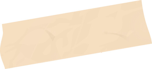 Flat design semi-transparent beige tape strip is lying diagonally with transparent background