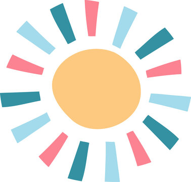 Naklejki Abstract sun shape is radiating colorful radial bars in flat design, transparent background