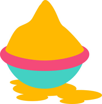 Naklejki Flat design is showing pink rim turquoise bowl with yellow dessert spilling, transparent background
