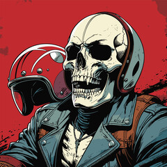 skull biker vector illustration for graphic design
