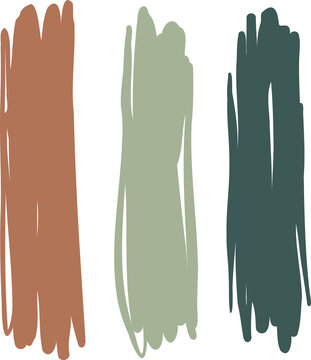Naklejki Displaying flat graphic of three earth-tone swatches in orange or green or teal on transparent backg