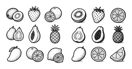 Vitamin C Fruits Icons