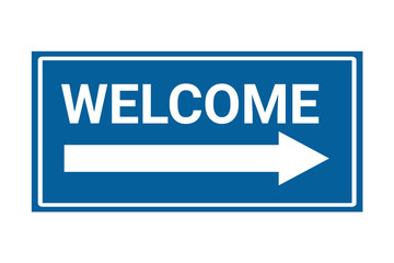 Welcome Sign PNG – Right Arrow Blue Direction Board for Entrance