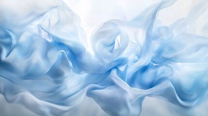 Fototapeta premium A delicate, light blue, flowing fabric creates an ethereal and abstract composition