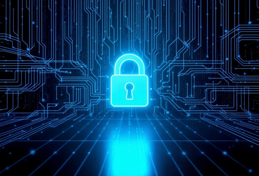 cybersecurity lock on binary code
