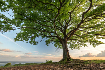 Obraz premium A beautiful tree in a green field