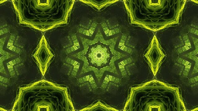 Intricate, symmetrical, green stained glass pattern - Powered by Adobe