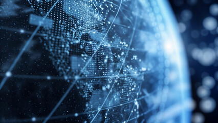 Digital globe showing a global network of connections and data