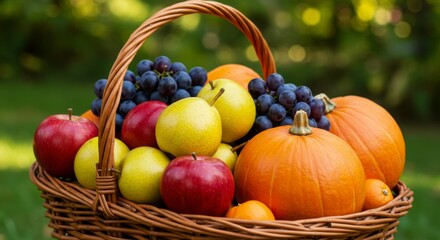 Basket of autumn fruits
