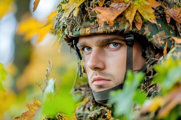 Soldier with Advanced Camouflage in Nature