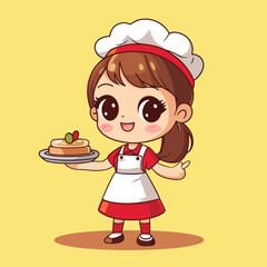 Cheerful Girl Chef Presenting Delicious Pancake