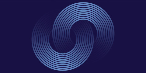 Abstract blue glowing geometric lines on dark blue background. Modern shiny blue circle lines pattern. Futuristic technology concept. Suit for cover, poster, banner modern