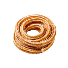 Delicious Churros Stacked in a Spiral, Sugar Coated Fried Dough Pastry