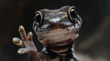 Close-up of a Curious Gecko Waving