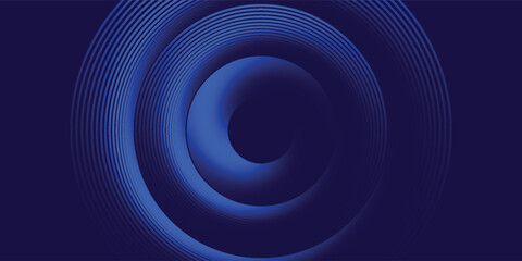 Abstract blue glowing geometric lines on dark blue background. Modern shiny blue circle lines pattern. Futuristic technology concept. Suit for cover, poster, banner modern