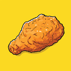 Crispy Fried Chicken Drummette Illustration Against Yellow