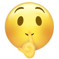 Large yellow face emoji is being shown in flat design with transparent background and raised finger