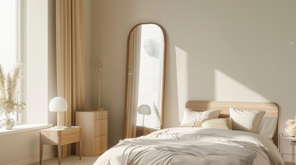 Cozy modern bedroom with elegant decor.