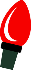 Flat red light bulb is shining white highlight on black collar, green base, transparent background