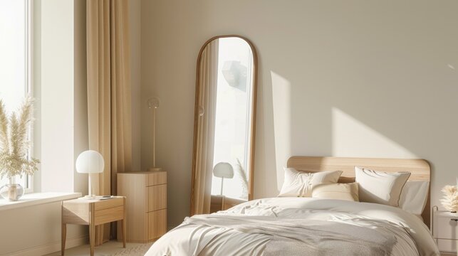 Cozy modern bedroom with elegant decor.