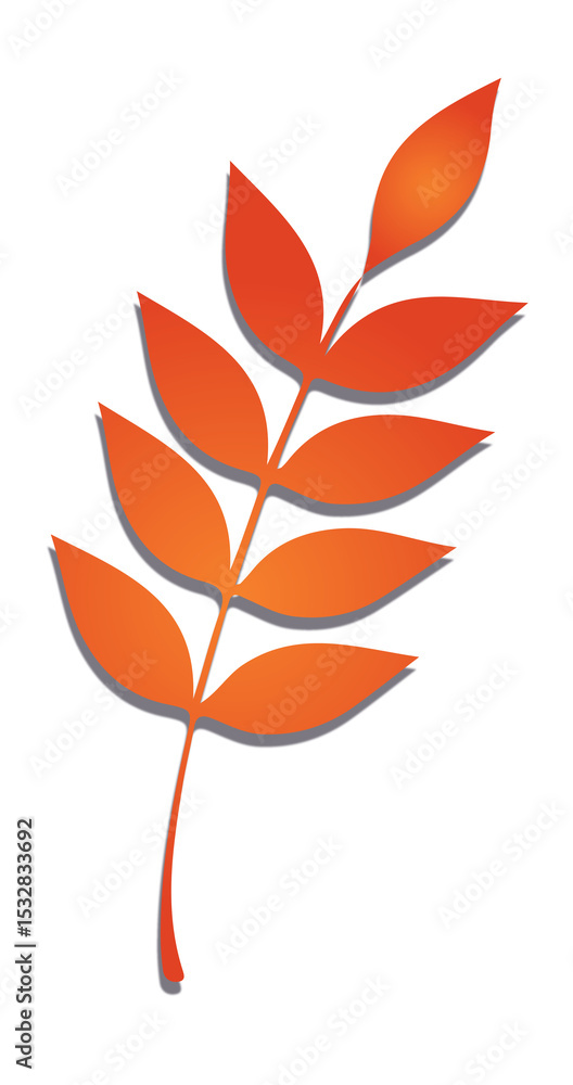 Aufkleber vector-style orange leaf branch is floating on transparent background with gradient, copy space
