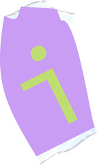 Displaying irregular purple panel with lime circle, L-bar and scribbles, transparent, copy space