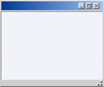 flat app window displaying title bar icons, panel, beveled border, resize grip on transparent layer