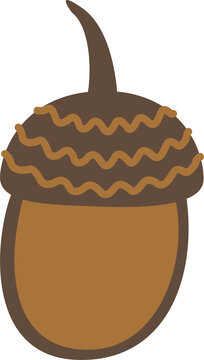 Fototapeta Acorn illustration is being shown in flat vector with wavy cap and body, transparent background
