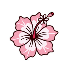 Simple illustration of hibiscus. Icon. Lovely. Summer. Plants. Tropical. Vanance.