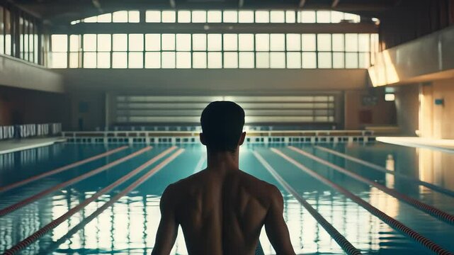 Focused Figure by the Poolside