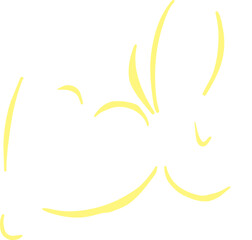 hola greeting text is floating in brushstroke design on transparent background with yellow accents © vectorfusionart