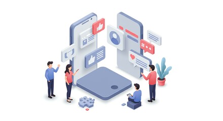 Isometric Social Media Marketing Concept