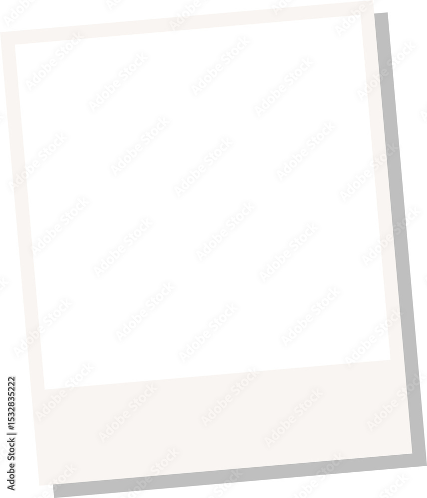 Poster flat polaroid frame is floating and tilting on transparent background with drop shadow, copy space